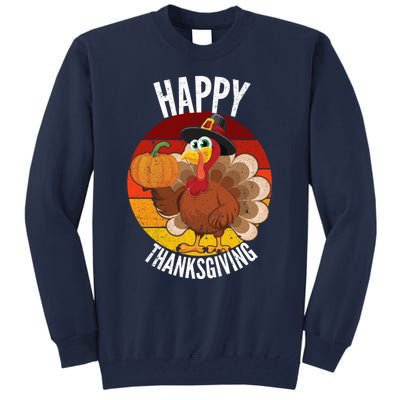 Happy Thanksgiving Sweatshirt Cute Turkey Tall Sweatshirt