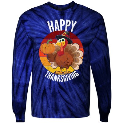 Happy Thanksgiving Sweatshirt Cute Turkey Tie-Dye Long Sleeve Shirt