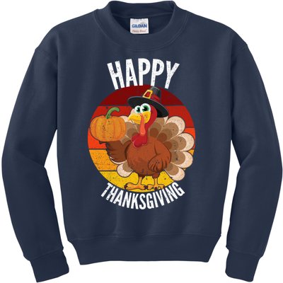 Happy Thanksgiving Sweatshirt Cute Turkey Kids Sweatshirt