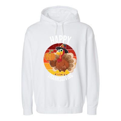 Happy Thanksgiving Sweatshirt Cute Turkey Garment-Dyed Fleece Hoodie