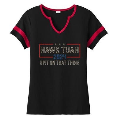 Hawk Tush Spit On That Thing 2024 Parody Election Ladies Halftime Notch Neck Tee