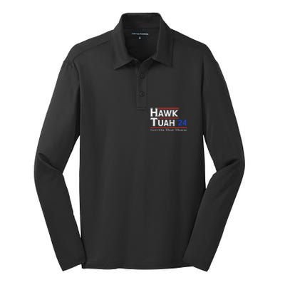 Hawk Tush Spit On That Thang Viral Election Parody Silk Touch Performance Long Sleeve Polo