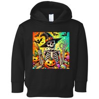 Halloween Thrills Skeleton And Pumpkin And Bats Spooky Toddler Hoodie