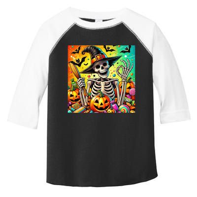 Halloween Thrills Skeleton And Pumpkin And Bats Spooky Toddler Fine Jersey T-Shirt