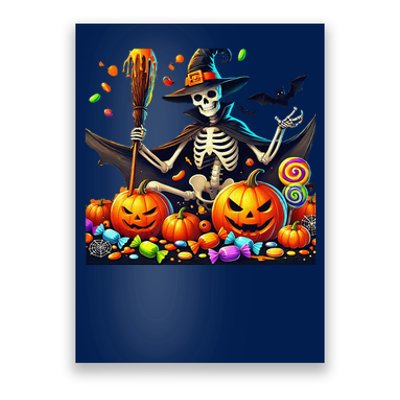 Halloween Thrills Skeleton And Pumpkin Spooky And Scary Poster