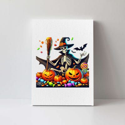 Halloween Thrills Skeleton And Pumpkin Spooky And Scary Canvas