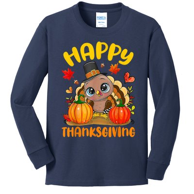 Happy Thanksgiving Shirts For Boys GirlsShirts Pilgrim Turkey Kids Long Sleeve Shirt