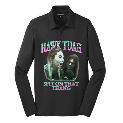 Hawk Tush Spit On That Thing Presidential Candidate Parody Silk Touch Performance Long Sleeve Polo