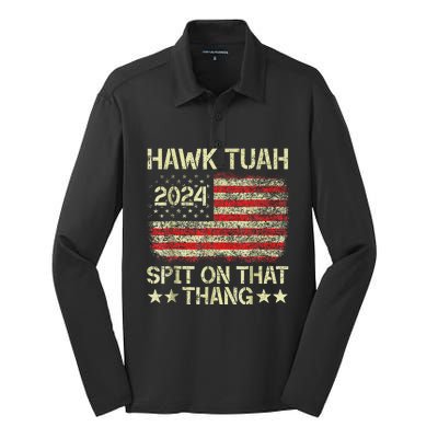 Hawk Tush Spit On That Thing Presidential Candidate Parody Silk Touch Performance Long Sleeve Polo