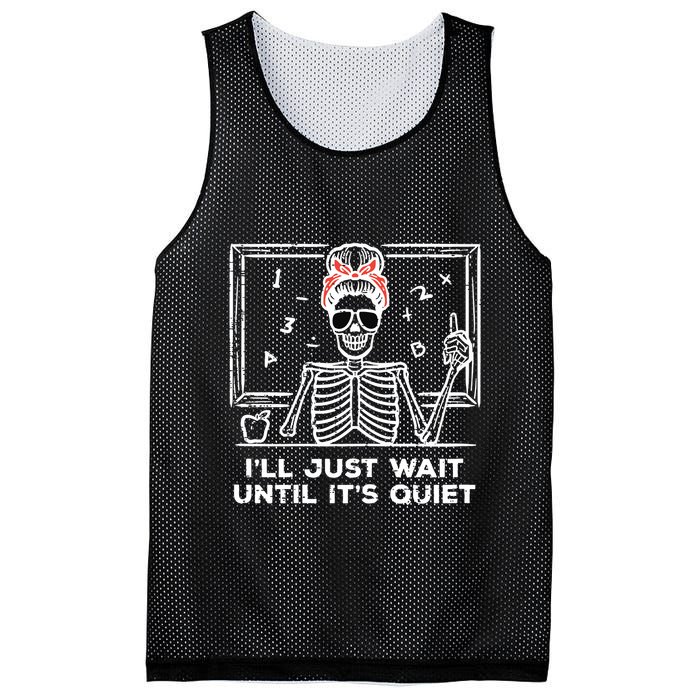 Halloween Teacher Skeleton Wait Until Quiet Costume Mesh Reversible Basketball Jersey Tank