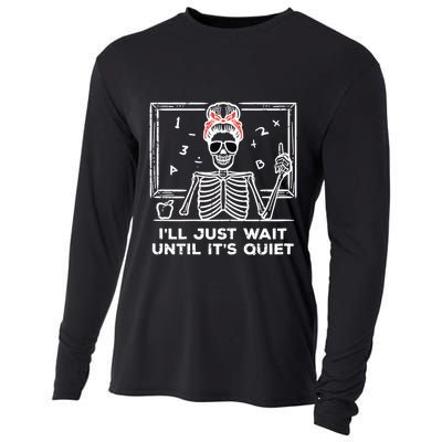 Halloween Teacher Skeleton Wait Until Quiet Costume Cooling Performance Long Sleeve Crew