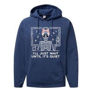 Halloween Teacher Skeleton Wait Until Quiet Costume Performance Fleece Hoodie