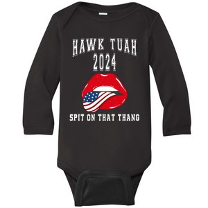 Hawk Tuah Spit On That Thang 2024 Hawk Tuah 24 Funny Trendy Baby Long Sleeve Bodysuit