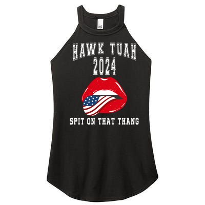 Hawk Tuah Spit On That Thang 2024 Hawk Tuah 24 Funny Trendy Women’s Perfect Tri Rocker Tank