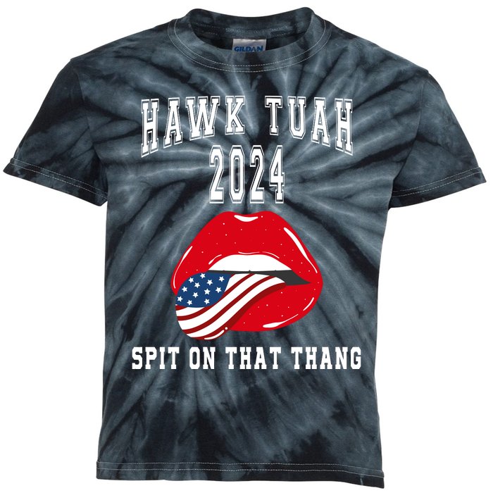 Hawk Tuah Spit On That Thang 2024 Hawk Tuah 24 Funny Trendy Kids Tie-Dye T-Shirt