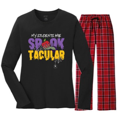 Halloween Teacher Spooktacular Teacher Halloween Women's Long Sleeve Flannel Pajama Set 