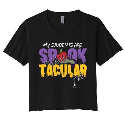 Halloween Teacher Spooktacular Teacher Halloween Women's Crop Top Tee