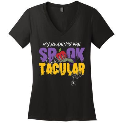 Halloween Teacher Spooktacular Teacher Halloween Women's V-Neck T-Shirt