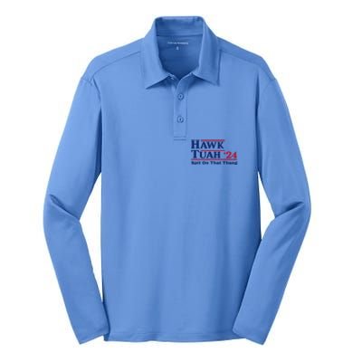 Hawk Tush Spit On That Thing Viral Election Parody Silk Touch Performance Long Sleeve Polo