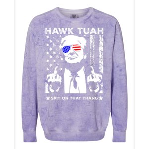 Hawk Tush Spit On That Thang Trump Middle Finger Meme Colorblast Crewneck Sweatshirt