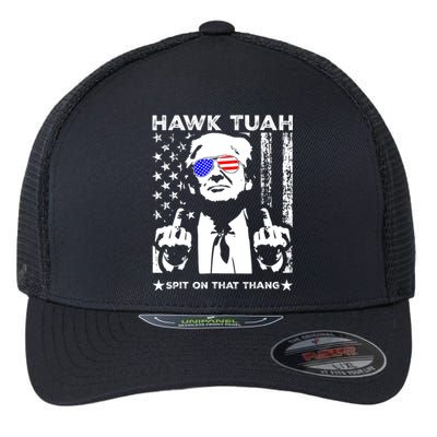 Hawk Tush Spit On That Thang Trump Middle Finger Meme Flexfit Unipanel Trucker Cap