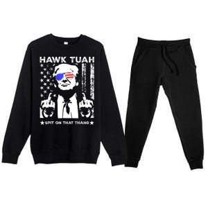 Hawk Tush Spit On That Thang Trump Middle Finger Meme Premium Crewneck Sweatsuit Set