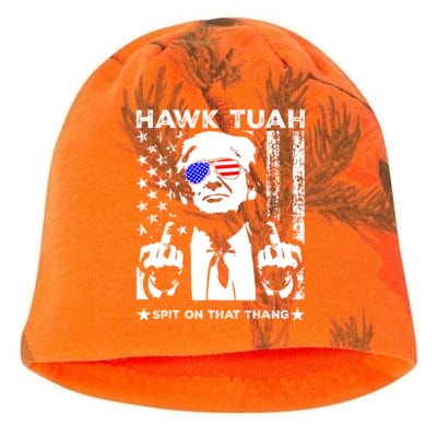 Hawk Tush Spit On That Thang Trump Middle Finger Meme Kati - Camo Knit Beanie