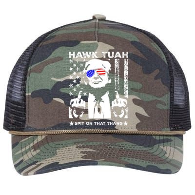 Hawk Tush Spit On That Thang Trump Middle Finger Meme Retro Rope Trucker Hat Cap