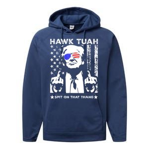 Hawk Tush Spit On That Thang Trump Middle Finger Meme Performance Fleece Hoodie