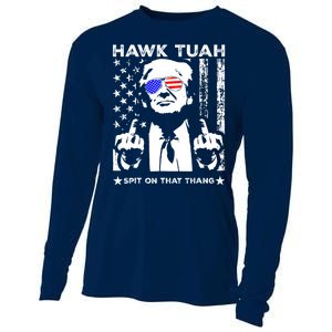 Hawk Tush Spit On That Thang Trump Middle Finger Meme Cooling Performance Long Sleeve Crew