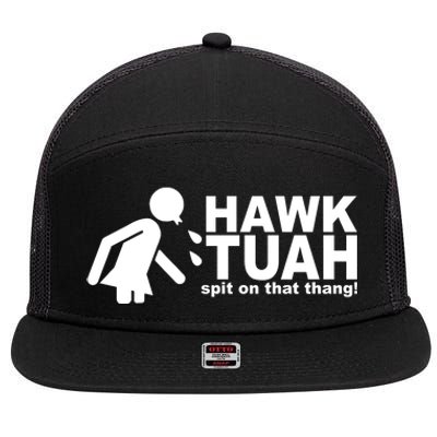 Hawk Tuah Spit On That Thang Funny Interview Meme 7 Panel Mesh Trucker Snapback Hat