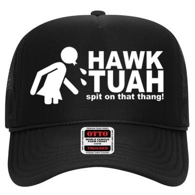 Hawk Tuah Spit On That Thang Funny Interview Meme High Crown Mesh Back Trucker Hat