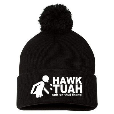 Hawk Tuah Spit On That Thang Funny Interview Meme Pom Pom 12in Knit Beanie