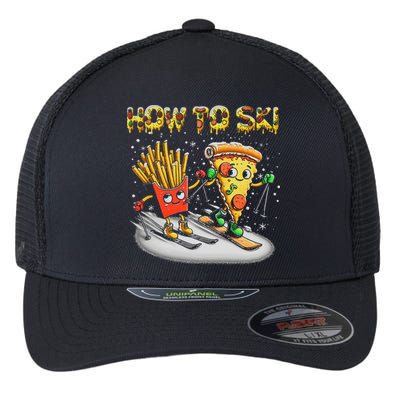 How To Ski Extreme Sport Pizza French Fries Skier Skiing Gift Flexfit Unipanel Trucker Cap