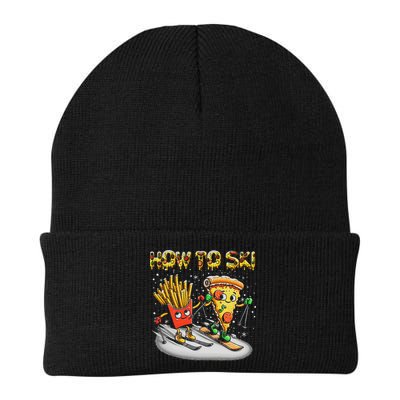 How To Ski Extreme Sport Pizza French Fries Skier Skiing Gift Beanie