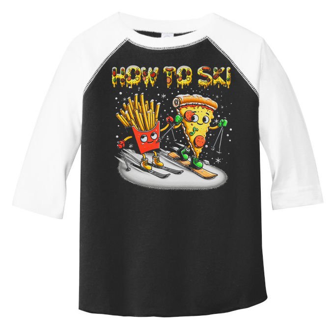 How To Ski Extreme Sport Pizza French Fries Skier Skiing Gift Toddler Fine Jersey T-Shirt