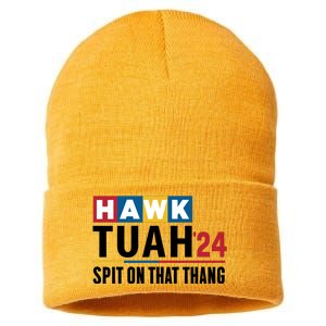 Hawk Tuah Spit On That Thang Trending Sustainable Knit Beanie