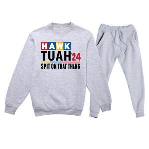 Hawk Tuah Spit On That Thang Trending Premium Crewneck Sweatsuit Set