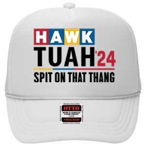 Hawk Tuah Spit On That Thang Trending High Crown Mesh Back Trucker Hat