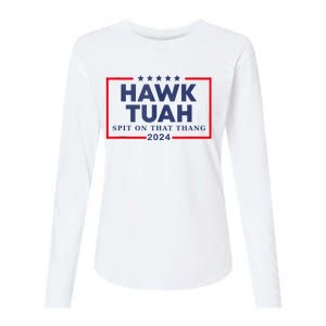 Hawk Tuah 24 Spit On That Womens Cotton Relaxed Long Sleeve T-Shirt