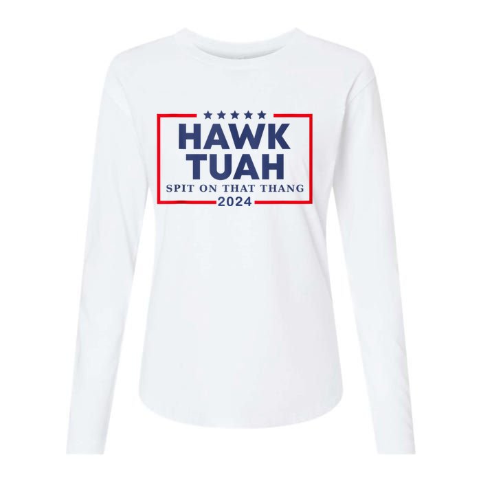 Hawk Tuah 24 Spit On That Womens Cotton Relaxed Long Sleeve T-Shirt