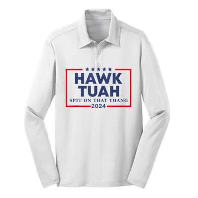 Hawk Tuah 24 Spit On That Silk Touch Performance Long Sleeve Polo