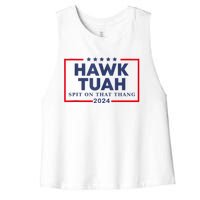 Hawk Tuah 24 Spit On That Women's Racerback Cropped Tank