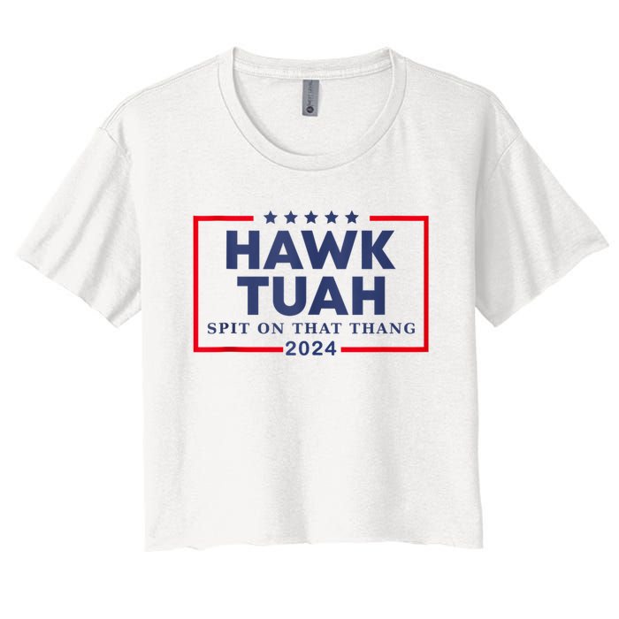 Hawk Tuah 24 Spit On That Women's Crop Top Tee