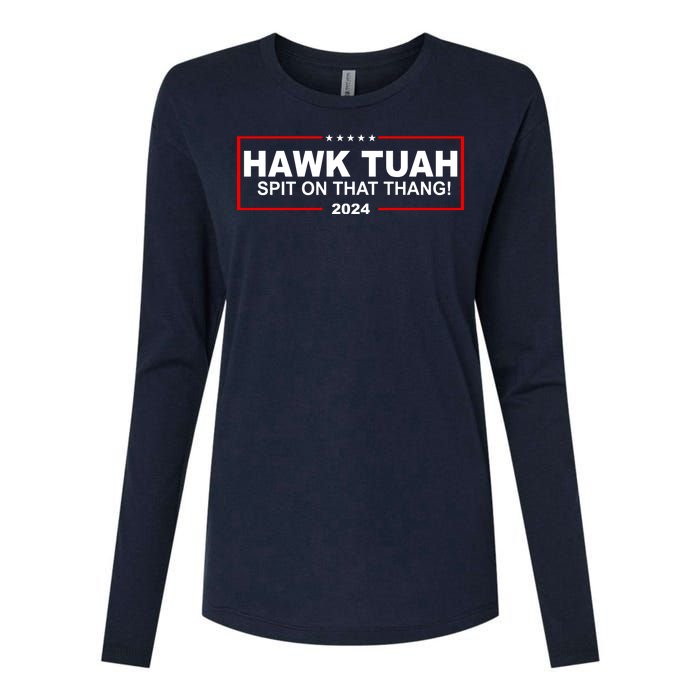 Hawk Tuah Spit On That Thang 2024 Funny Election Meme Womens Cotton Relaxed Long Sleeve T-Shirt