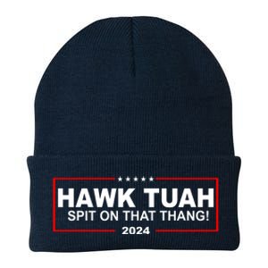 Hawk Tuah Spit On That Thang 2024 Funny Election Meme Knit Cap Winter Beanie