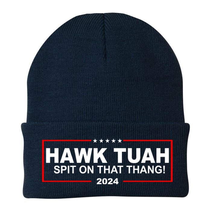 Hawk Tuah Spit On That Thang 2024 Funny Election Meme Knit Cap Winter Beanie