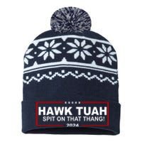 Hawk Tuah Spit On That Thang 2024 Funny Election Meme USA-Made Snowflake Beanie