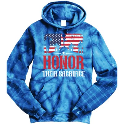 Honor Their Sacrifice Memorial Day Veteran Military Combat Gift Tie Dye Hoodie