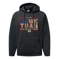 Hawk Tuah Spit On That Thang Trending Performance Fleece Hoodie